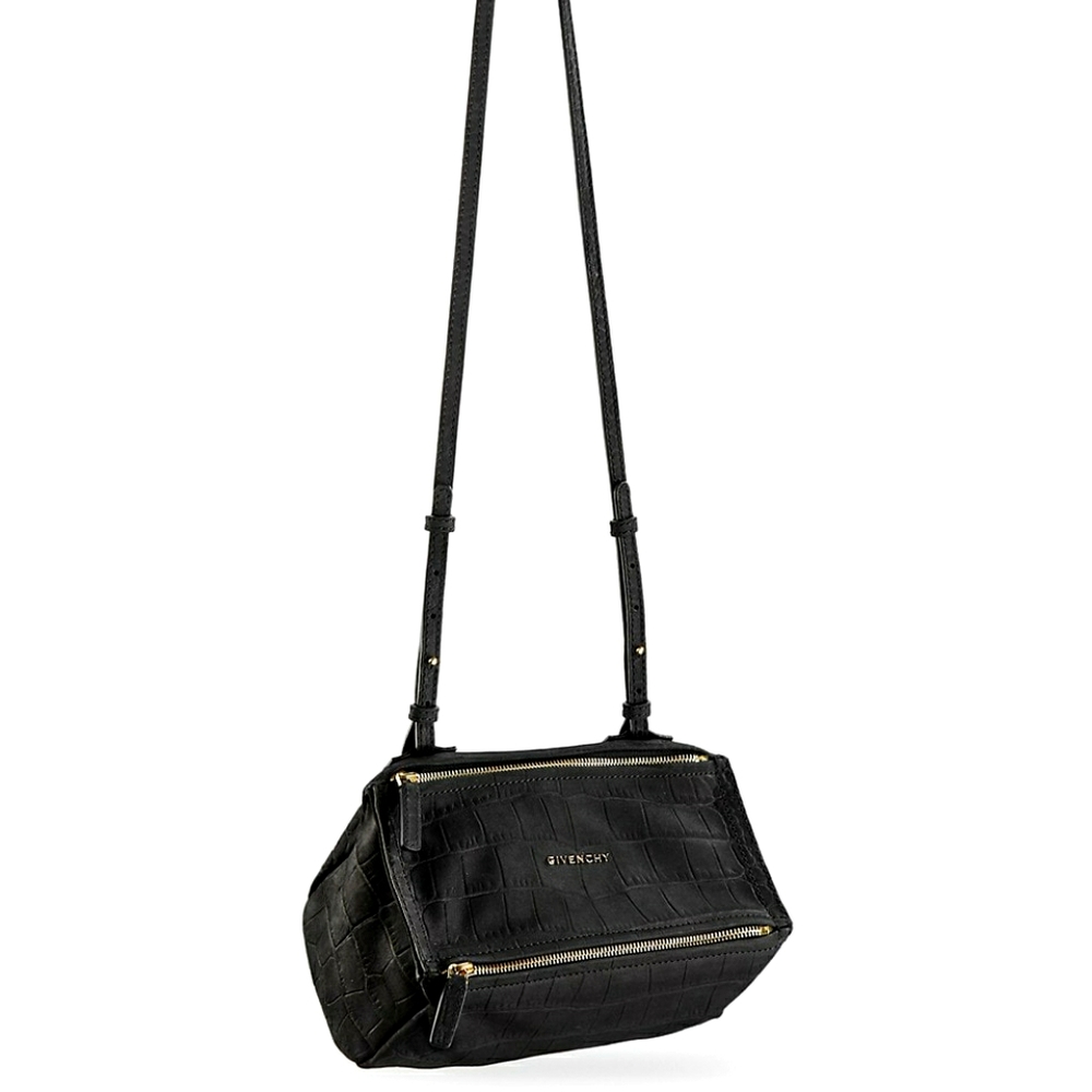Givenchy Black Croc-Embossed Mini Pandora